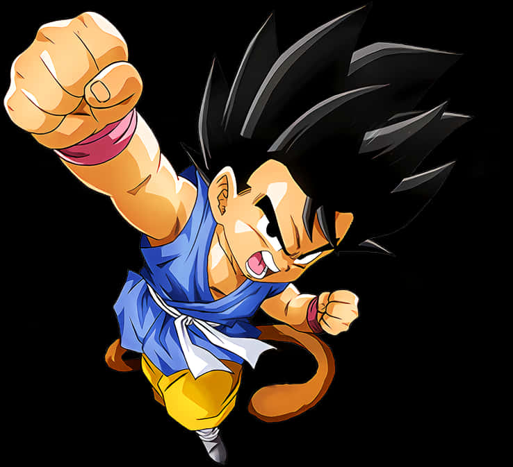 Cartoon Character With Black Hair And A Blue Shirt With A Blue Belt And White Belt