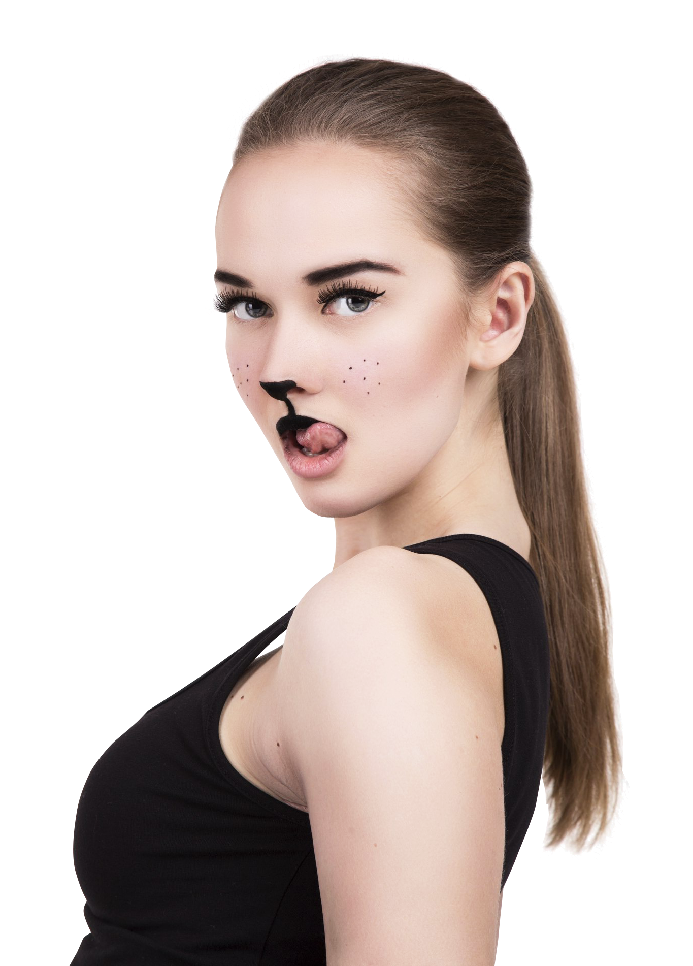 A Woman With Cat Face Paint