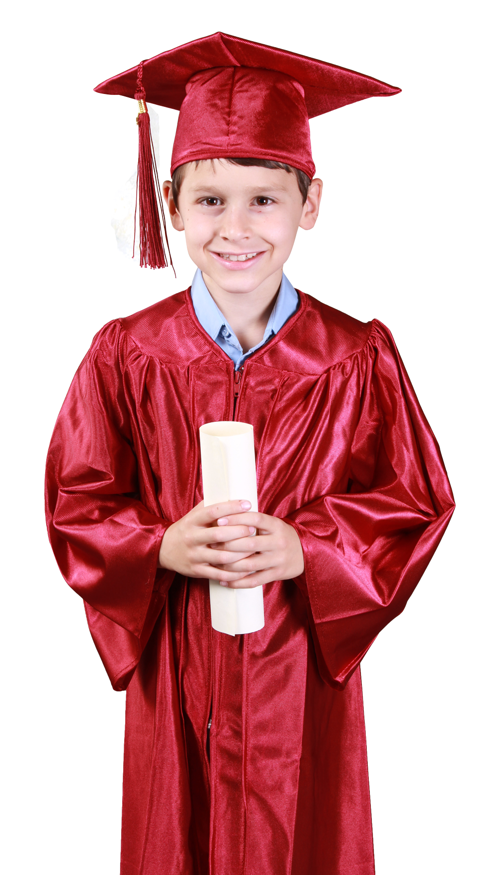 A Boy Wearing A Graduation Gown And Holding A Diploma