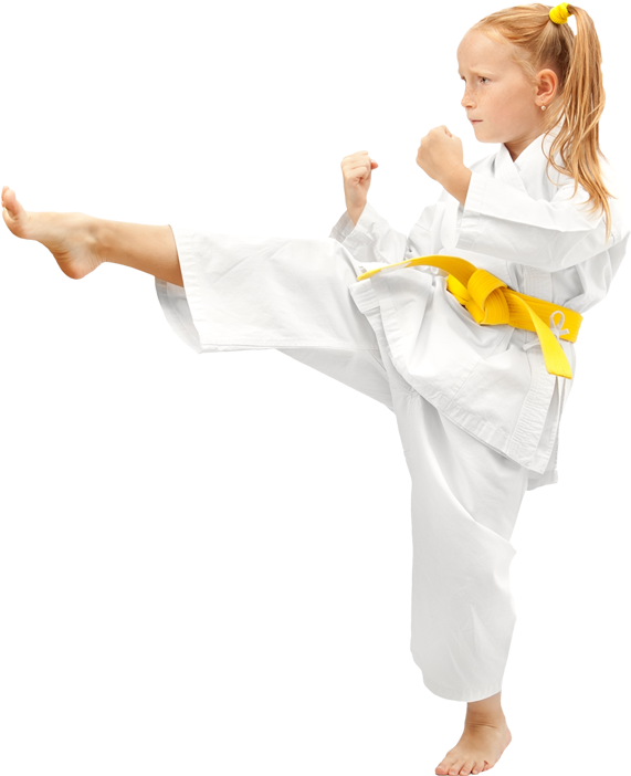 Young Redhead Girl Karate Kicking - Little Girl Karate Kick, Hd Png Download
