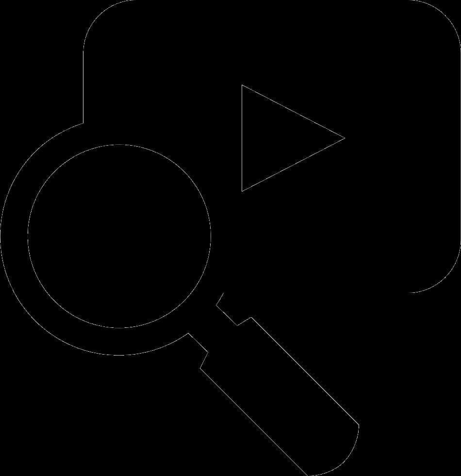 A Black And White Image Of A Magnifying Glass And A Play Button