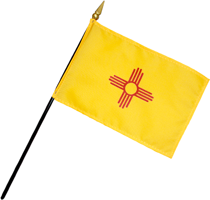 A Yellow Flag With A Red Symbol On It