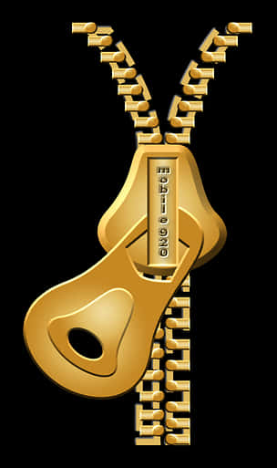 A Gold Zipper With A Black Background