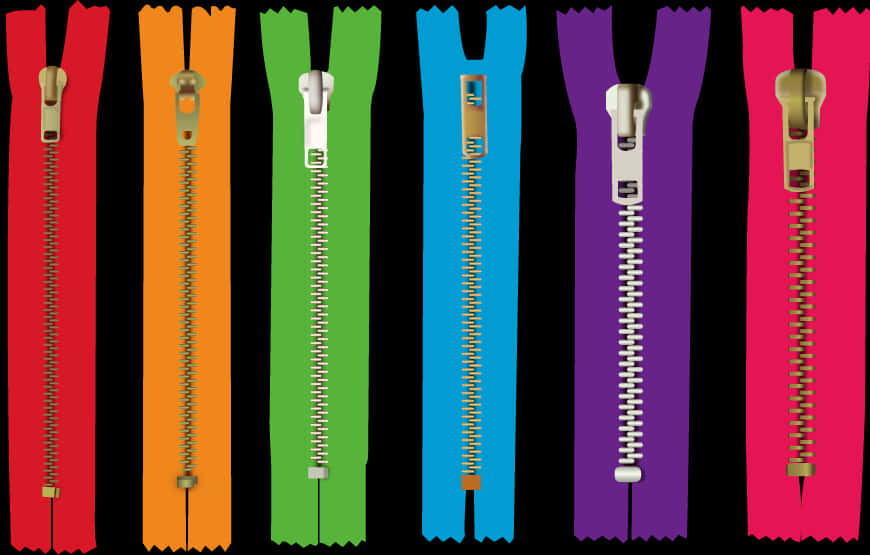 Several Zippers In Different Colors