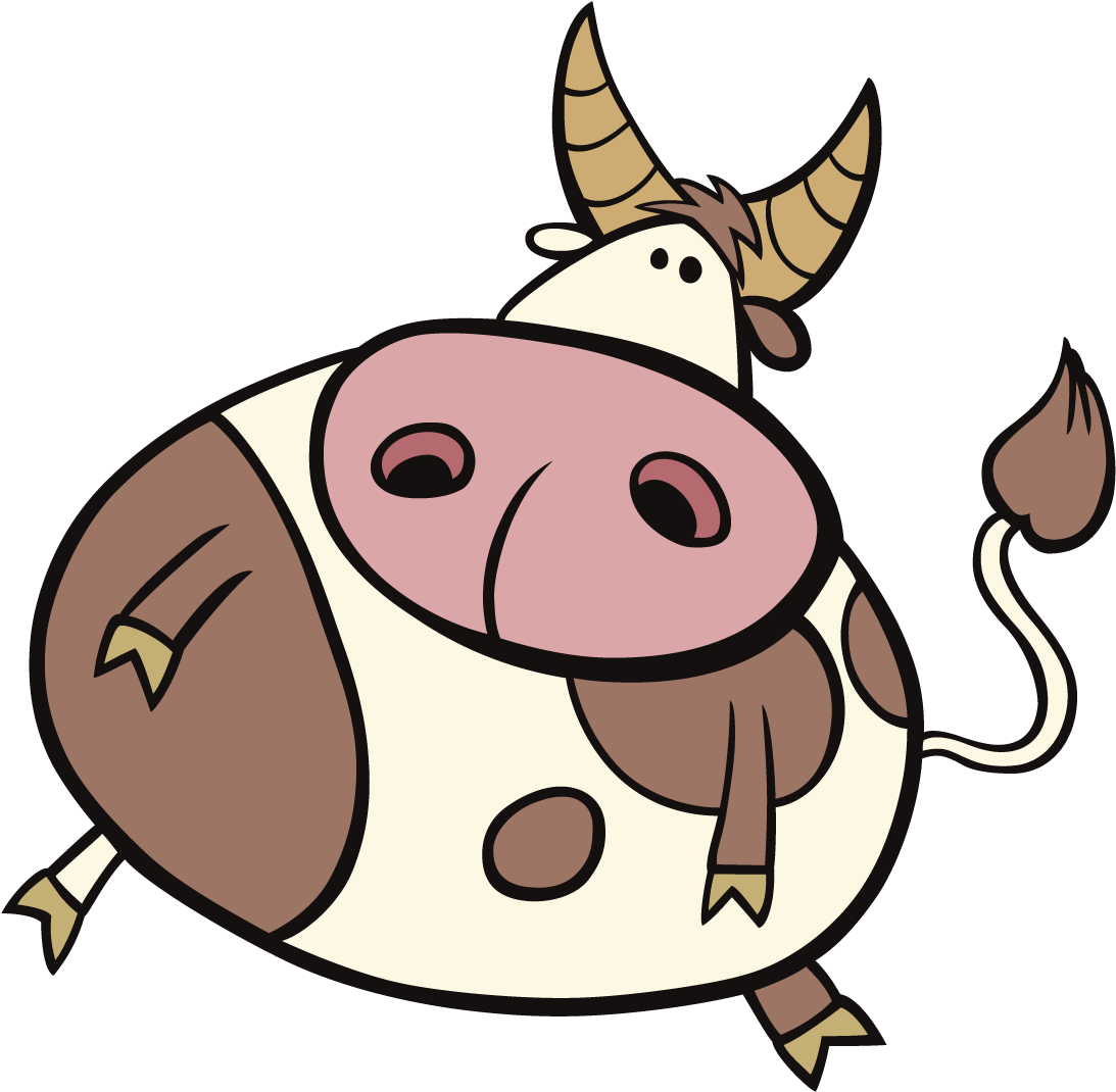 A Cartoon Cow With Horns