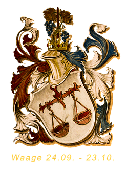 A Decorative Shield With A Crown And Scales Of Justice