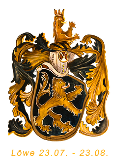 A Gold And Black Shield With A Lion And Shield