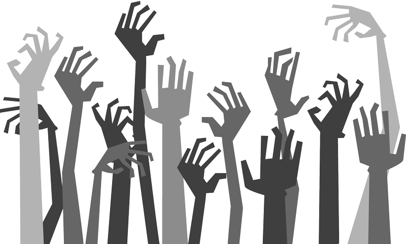 A Group Of Hands Reaching Out