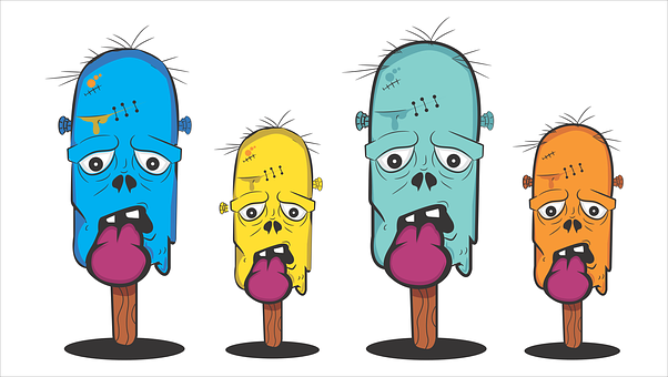 A Group Of Cartoon Popsicles