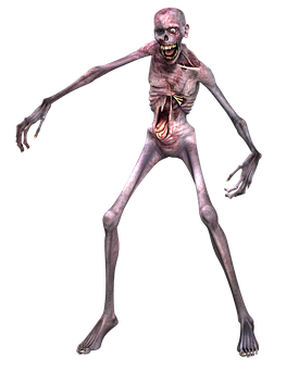 A Zombie With Long Legs And Large Teeth