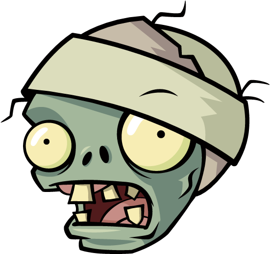 Cartoon Zombie Head With Headband And Eyes