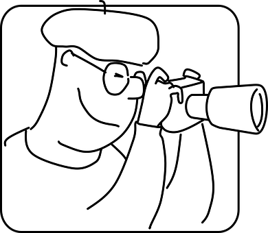 A Cartoon Of A Man Looking Through A Camera