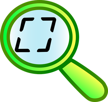 A Green And Black Magnifying Glass With A Black Background