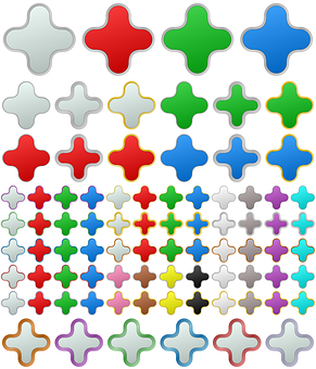 A Group Of Different Colored Crosses