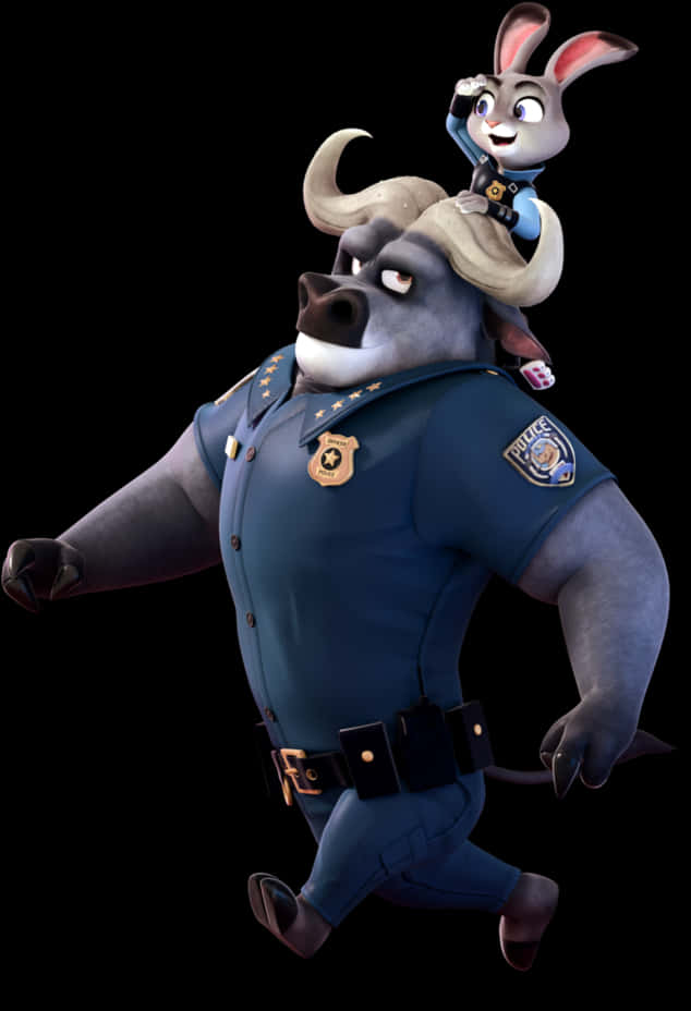 A Cartoon Character In A Police Uniform