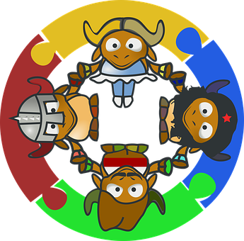 A Group Of Cartoon Characters In A Circle