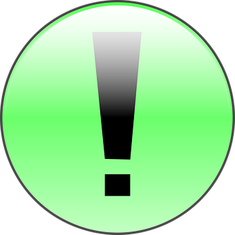 A Green Button With A Black Exclamation Mark